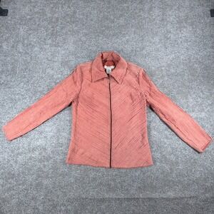 Bamboo Traders Full Zip Jacket Womens S Rust Pink Textured Leather Suede Outdoor